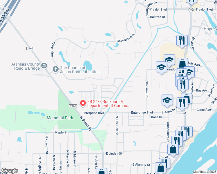 map of restaurants, bars, coffee shops, grocery stores, and more near 160 Whistlers Cove Road in Rockport