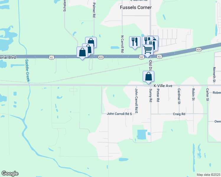 map of restaurants, bars, coffee shops, grocery stores, and more near 4707 East County Road 542 in Lakeland