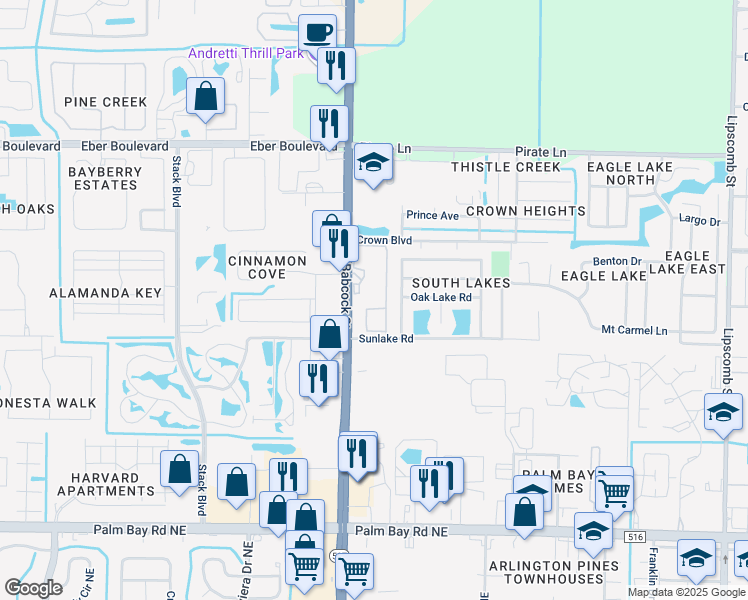 map of restaurants, bars, coffee shops, grocery stores, and more near 17 Crown Boulevard in Melbourne