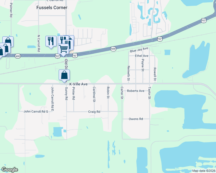 map of restaurants, bars, coffee shops, grocery stores, and more near 4049 K-Ville Avenue in Auburndale