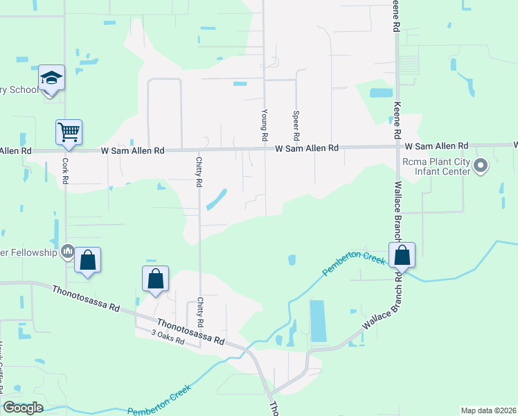 map of restaurants, bars, coffee shops, grocery stores, and more near 3015 Young Road in Plant City