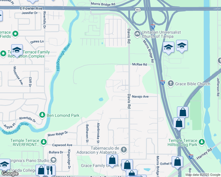 map of restaurants, bars, coffee shops, grocery stores, and more near 10412 Autumn Place Drive in Tampa