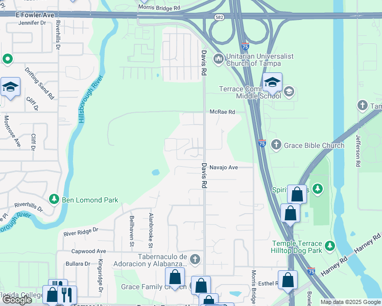 map of restaurants, bars, coffee shops, grocery stores, and more near 22 Christi Court in Tampa