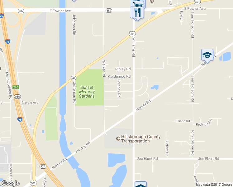 map of restaurants, bars, coffee shops, grocery stores, and more near 9319 Grandfield Road in Thonotosassa