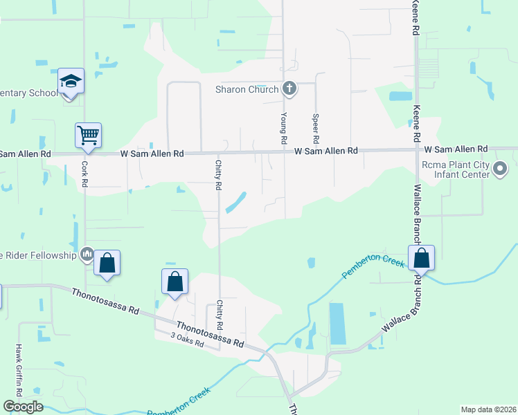 map of restaurants, bars, coffee shops, grocery stores, and more near 3808 Reverend Dar Dar Drive in Plant City