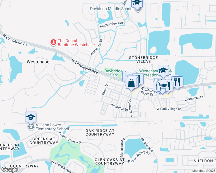 map of restaurants, bars, coffee shops, grocery stores, and more near 10051 New Parke Road in Tampa