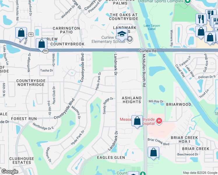map of restaurants, bars, coffee shops, grocery stores, and more near 2977 Atwood Drive in Clearwater