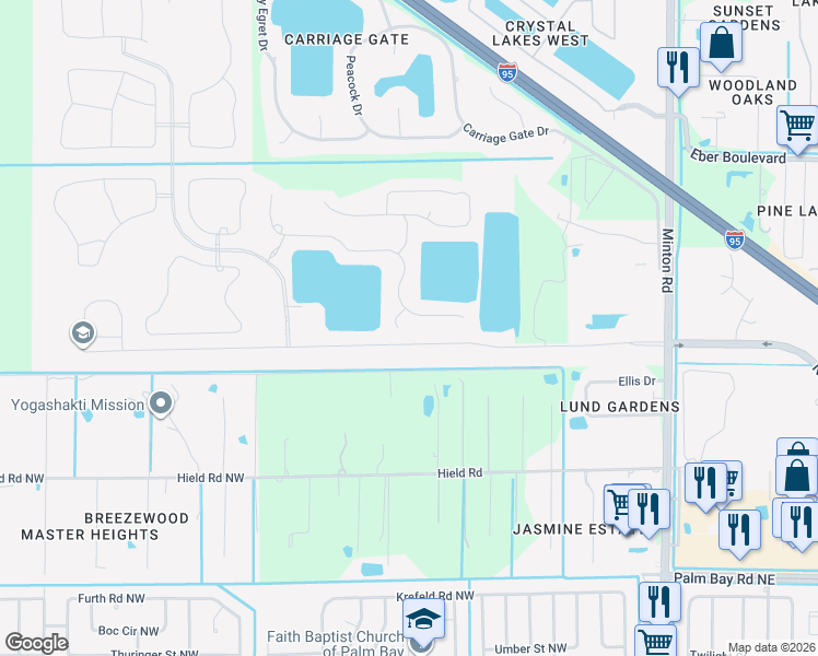 map of restaurants, bars, coffee shops, grocery stores, and more near 832 Cattail Court in West Melbourne