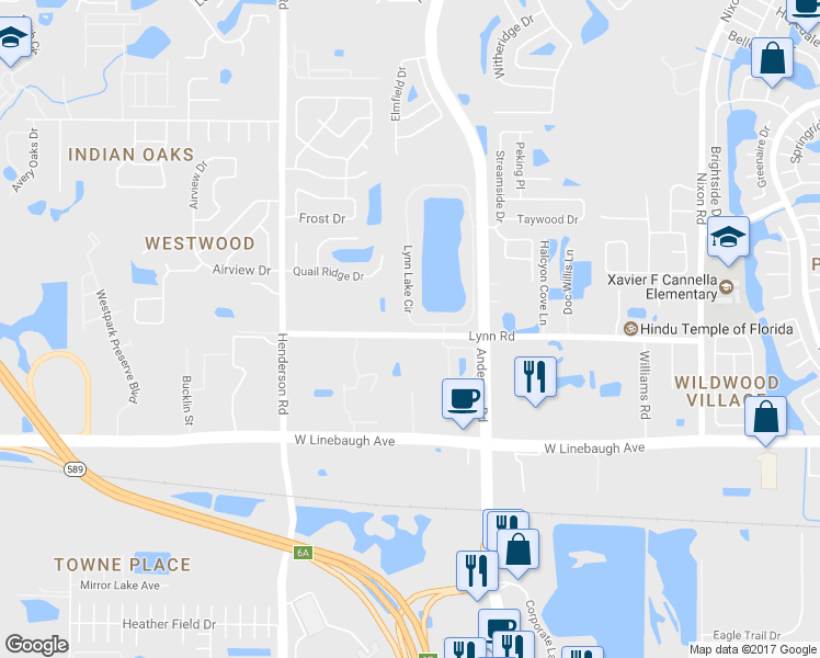 map of restaurants, bars, coffee shops, grocery stores, and more near 11069 Lynn Lake Circle in Tampa