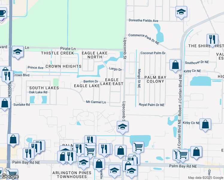 map of restaurants, bars, coffee shops, grocery stores, and more near 4263 Collinwood Drive in Melbourne