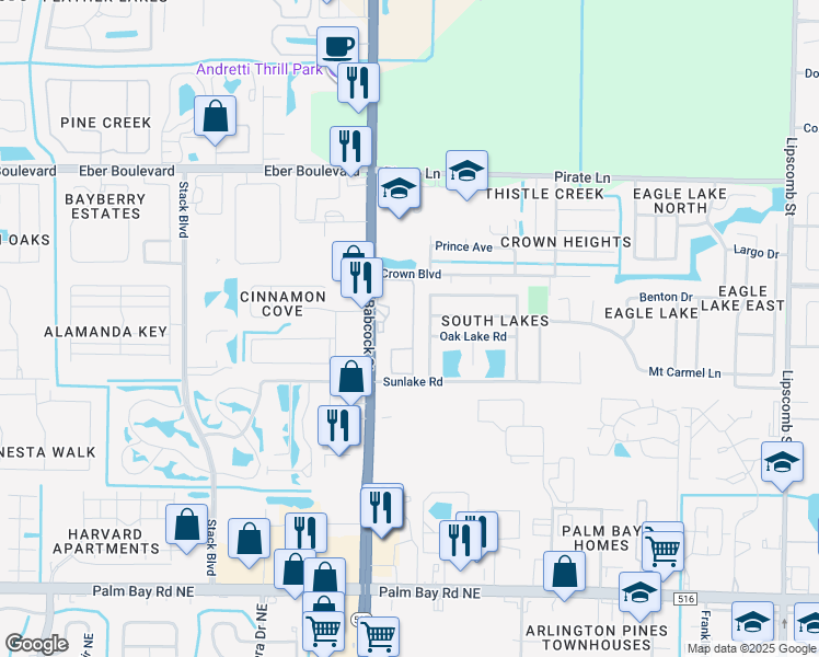 map of restaurants, bars, coffee shops, grocery stores, and more near 17 Crown Boulevard in Melbourne