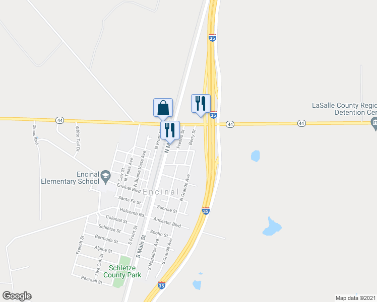 map of restaurants, bars, coffee shops, grocery stores, and more near 507 Berry Street in Encinal