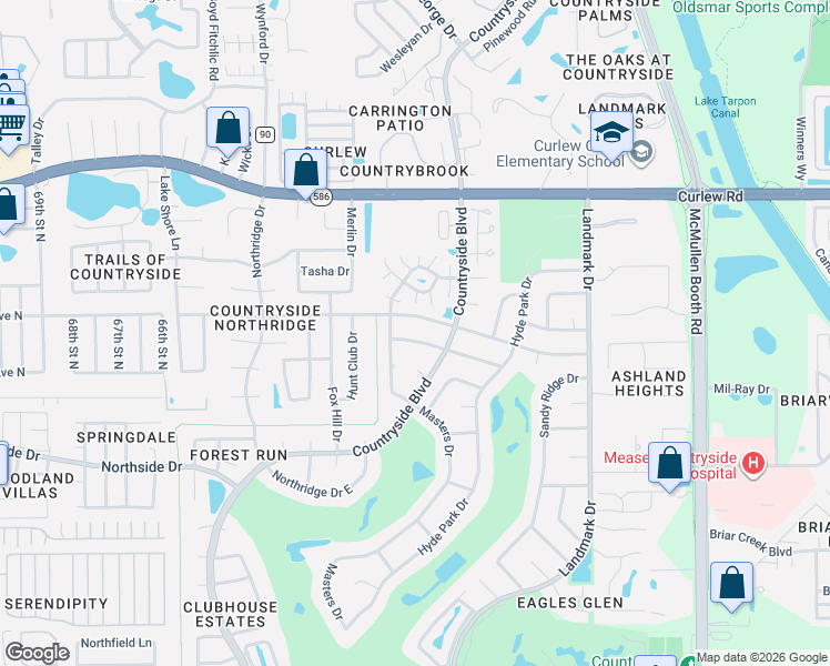 map of restaurants, bars, coffee shops, grocery stores, and more near 2817 Fair Green Drive in Clearwater