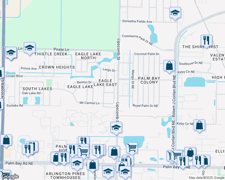 map of restaurants, bars, coffee shops, grocery stores, and more near 3576 Mount Carmel Lane in Melbourne