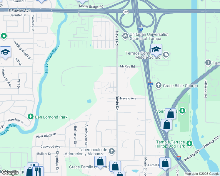 map of restaurants, bars, coffee shops, grocery stores, and more near 22 Christi Court in Tampa