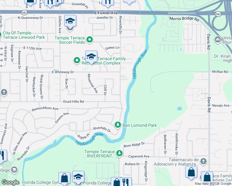 map of restaurants, bars, coffee shops, grocery stores, and more near 6729 Maybole Place in Tampa