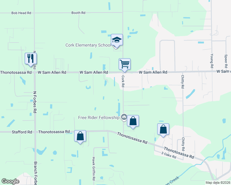 map of restaurants, bars, coffee shops, grocery stores, and more near 3135 Cork Road in Plant City