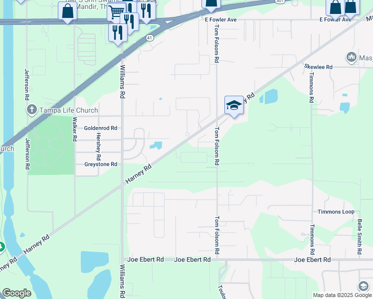 map of restaurants, bars, coffee shops, grocery stores, and more near 9644 Summers Cay Circle in Thonotosassa