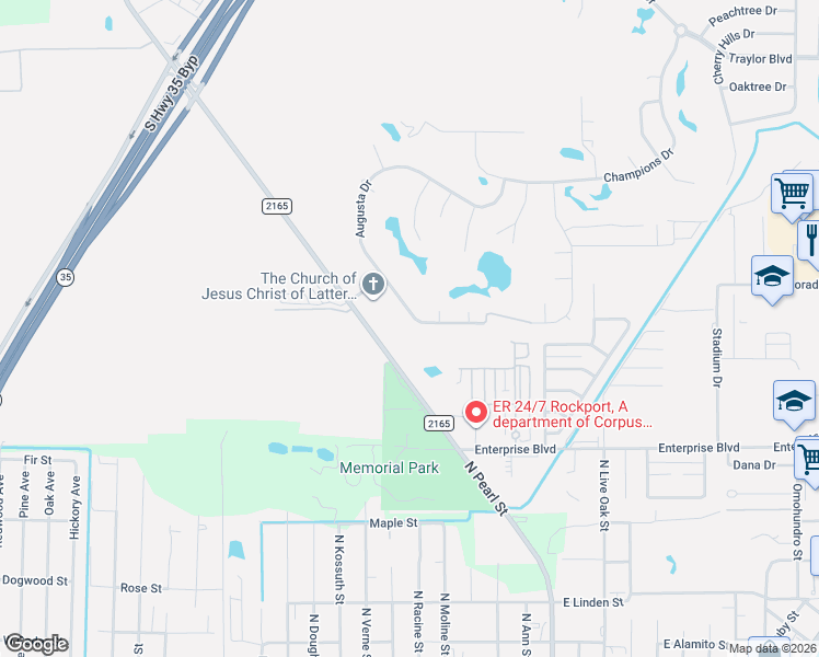 map of restaurants, bars, coffee shops, grocery stores, and more near 483 Augusta Drive in Rockport