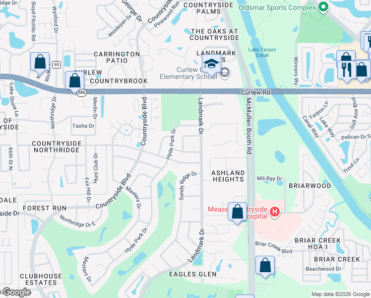 map of restaurants, bars, coffee shops, grocery stores, and more near 3377 Deerfield Lane in Clearwater
