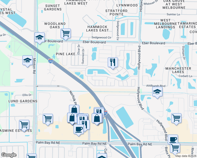 map of restaurants, bars, coffee shops, grocery stores, and more near 4000-4098 Timber Run Court in Melbourne