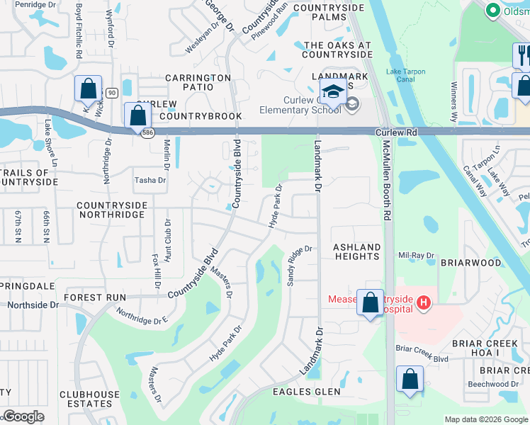 map of restaurants, bars, coffee shops, grocery stores, and more near 3375 Ferncliff Lane in Clearwater