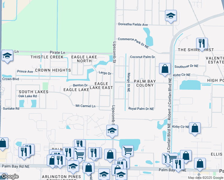 map of restaurants, bars, coffee shops, grocery stores, and more near 3597 Mount Carmel Lane in Melbourne
