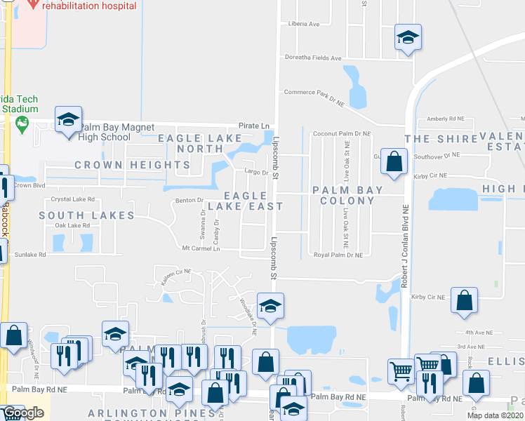 map of restaurants, bars, coffee shops, grocery stores, and more near 3546 Mount Carmel Lane in Melbourne