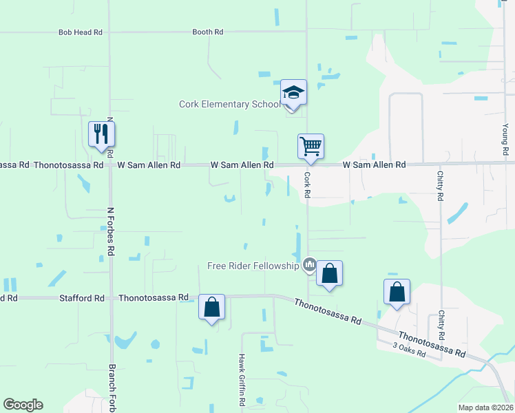 map of restaurants, bars, coffee shops, grocery stores, and more near 3135 Cork Road in Plant City