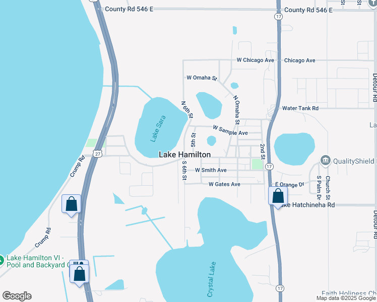 map of restaurants, bars, coffee shops, grocery stores, and more near 517 West Main Street in Lake Hamilton