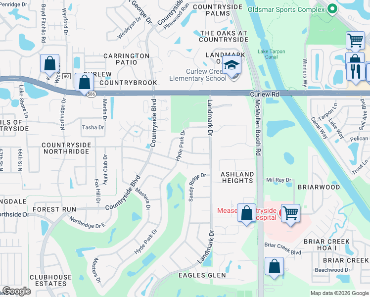 map of restaurants, bars, coffee shops, grocery stores, and more near 3423 Ferncliff Lane in Clearwater