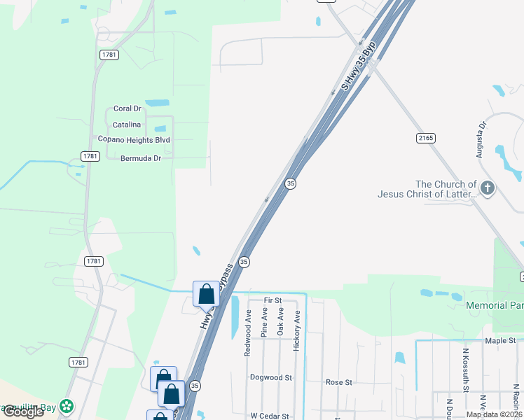 map of restaurants, bars, coffee shops, grocery stores, and more near Highway 35 North Bypass in Rockport