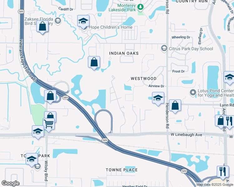 map of restaurants, bars, coffee shops, grocery stores, and more near 10301 Westpark Preserve Boulevard in Tampa