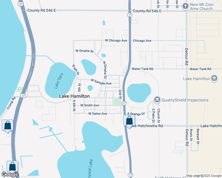map of restaurants, bars, coffee shops, grocery stores, and more near 203 West Nelson Avenue in Lake Hamilton