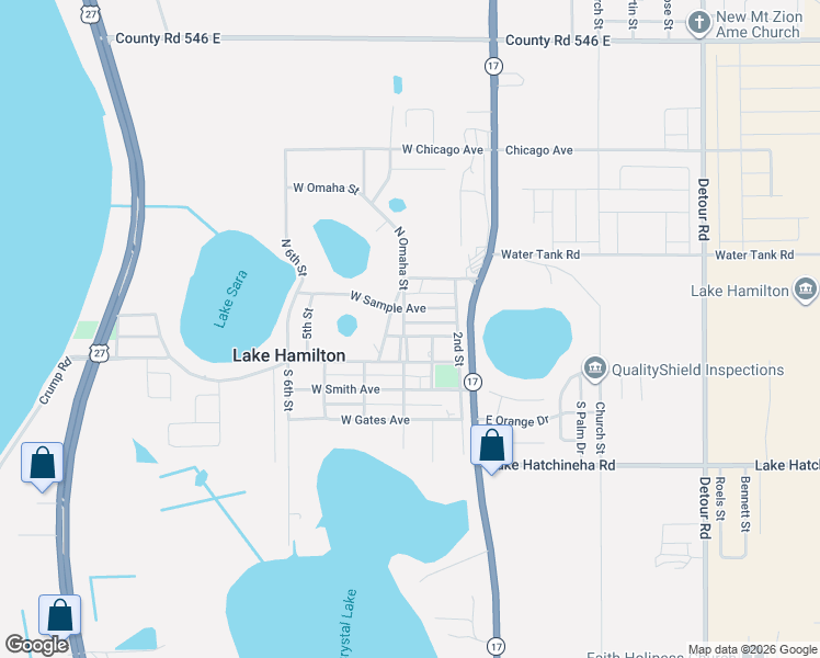 map of restaurants, bars, coffee shops, grocery stores, and more near 203 West Nelson Avenue in Lake Hamilton