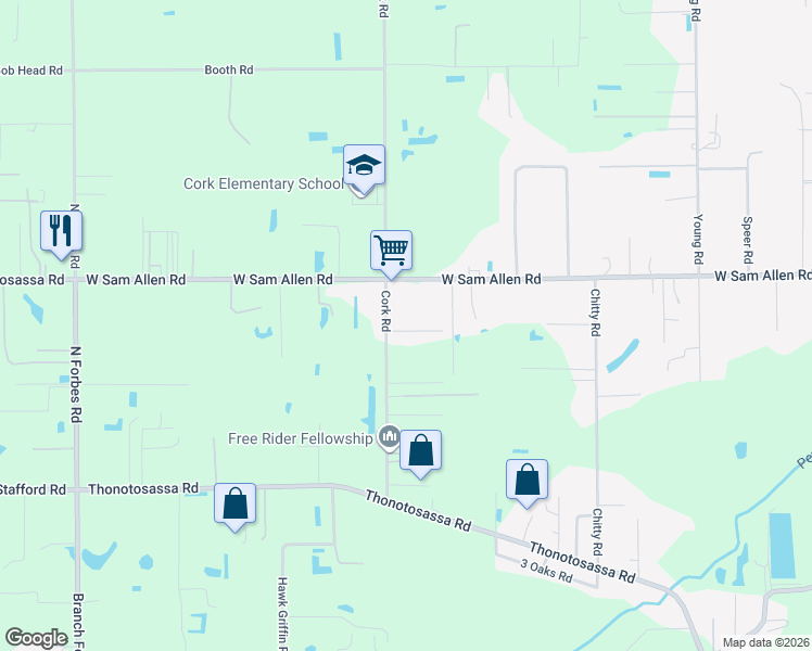 map of restaurants, bars, coffee shops, grocery stores, and more near 3208 Cork Road in Plant City