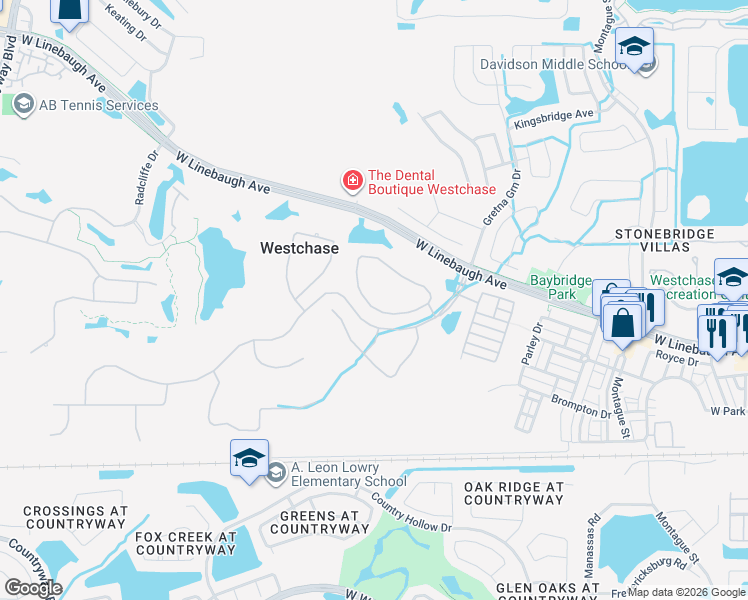 map of restaurants, bars, coffee shops, grocery stores, and more near 10550 Greensprings Drive in Tampa