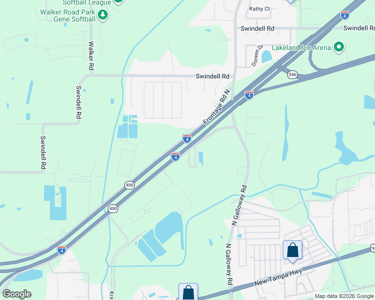 map of restaurants, bars, coffee shops, grocery stores, and more near 3756 Frontage Road South in Lakeland
