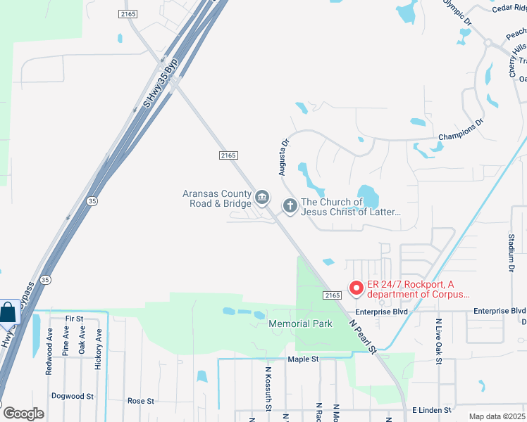 map of restaurants, bars, coffee shops, grocery stores, and more near 1931 Farm to Market Road 2165 in Rockport