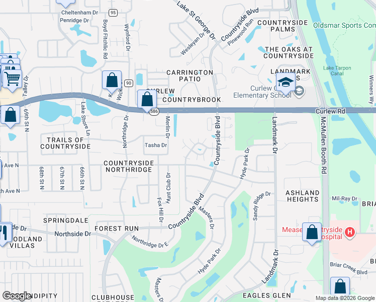 map of restaurants, bars, coffee shops, grocery stores, and more near 3404 Masters Drive North in Clearwater