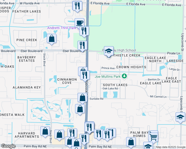 map of restaurants, bars, coffee shops, grocery stores, and more near 17 Crown Boulevard in Melbourne