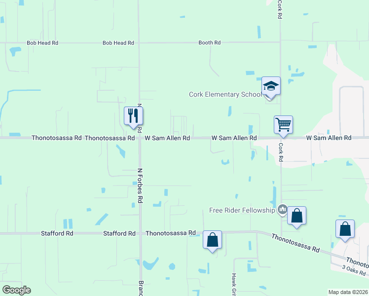 map of restaurants, bars, coffee shops, grocery stores, and more near 5011 West Sam Allen Road in Plant City