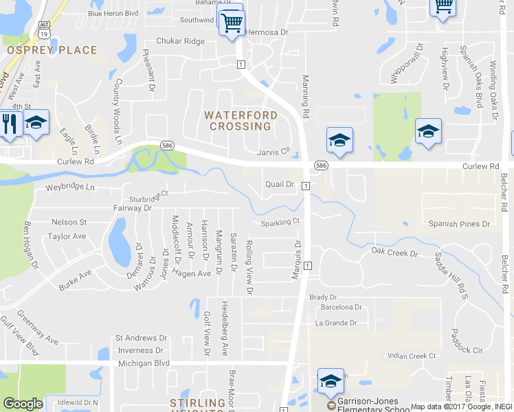 map of restaurants, bars, coffee shops, grocery stores, and more near 1330 Winding Creek Road in Dunedin