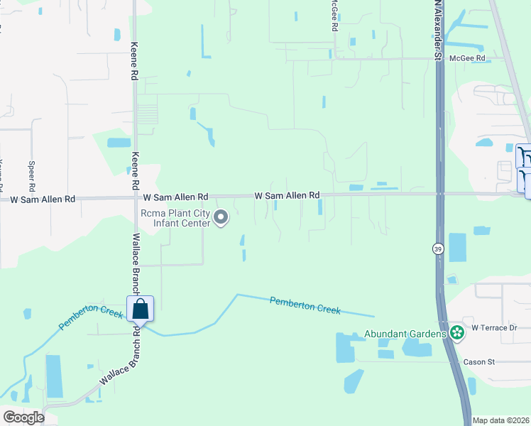 map of restaurants, bars, coffee shops, grocery stores, and more near 2003 West Sam Allen Road in Plant City