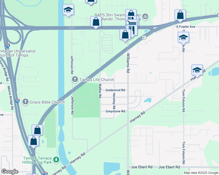 map of restaurants, bars, coffee shops, grocery stores, and more near 9319 Ripley Road in Thonotosassa