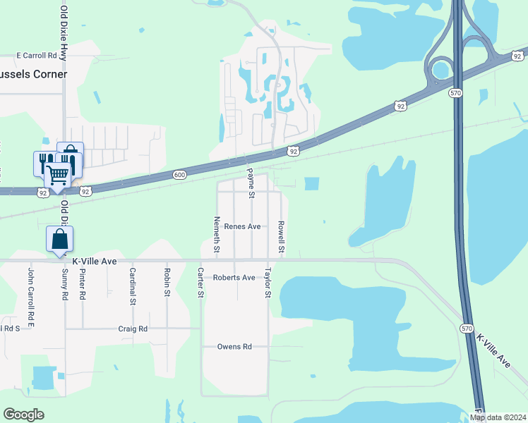 map of restaurants, bars, coffee shops, grocery stores, and more near 1225 Taylor Street in Auburndale