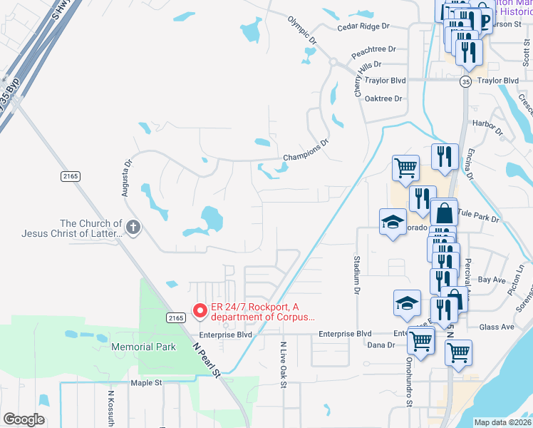 map of restaurants, bars, coffee shops, grocery stores, and more near 220 Inverrary Drive in Rockport