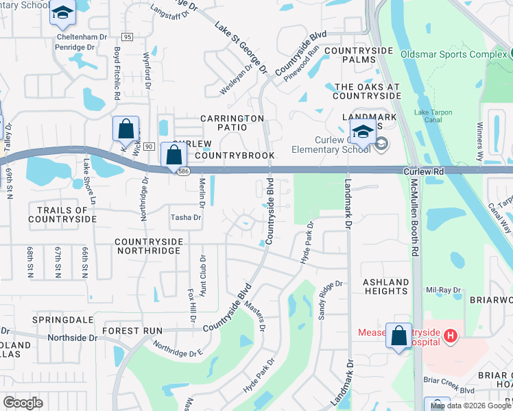 map of restaurants, bars, coffee shops, grocery stores, and more near 3448 Baronne Court in Clearwater