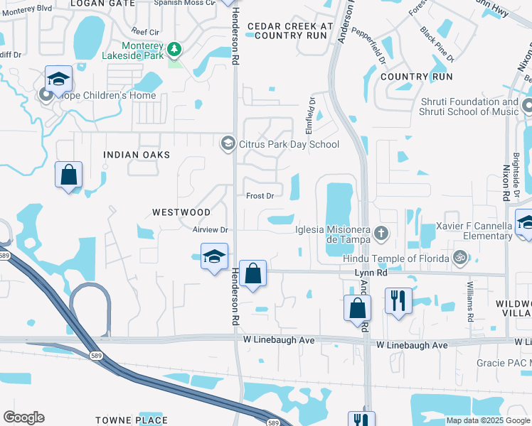 map of restaurants, bars, coffee shops, grocery stores, and more near 10913 Tail Feather Court in Tampa
