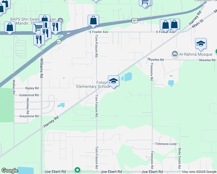 map of restaurants, bars, coffee shops, grocery stores, and more near 9855 Harney Road in Thonotosassa